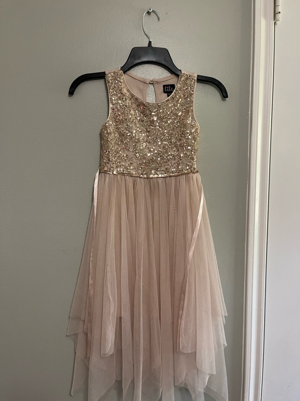 lilt Gold Sequin Bodice Tulle Party Dress